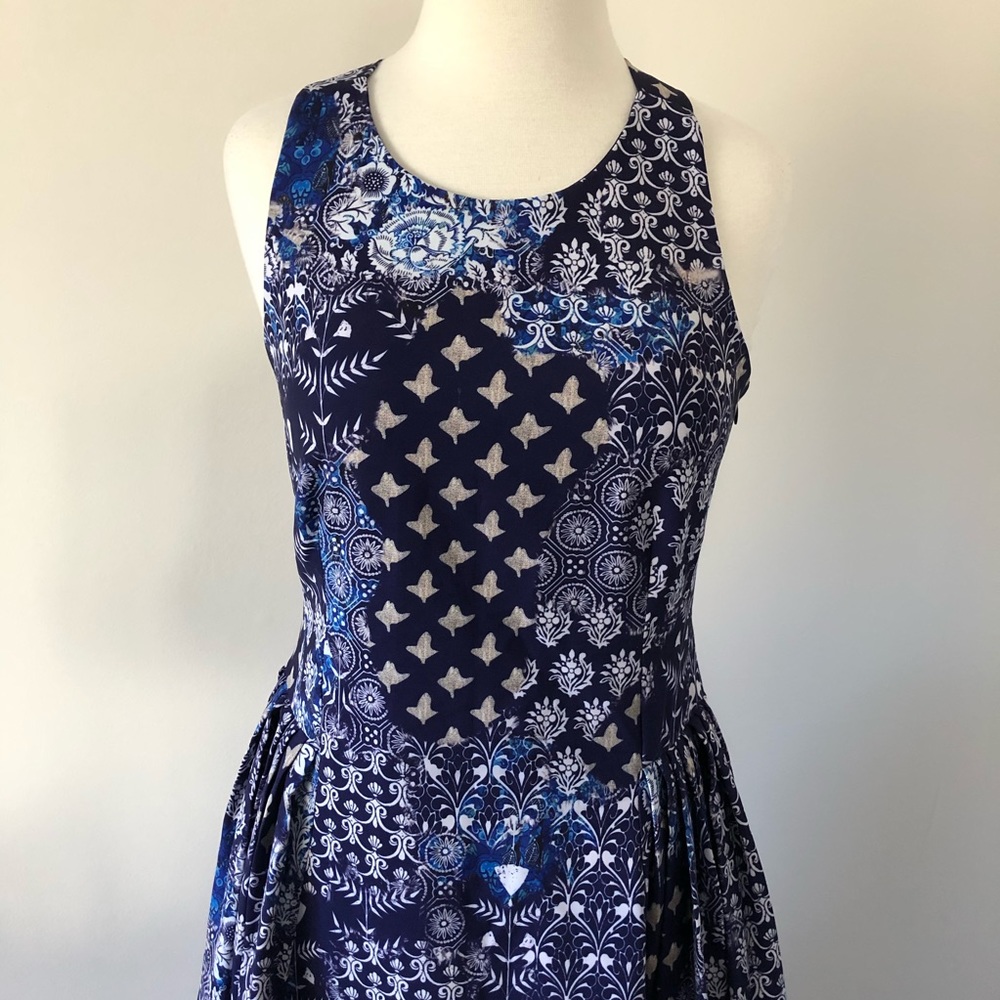 Anthropologie Payal Jain MIDI Dress Batik Blue‎ 6 - Picture 2 of 9